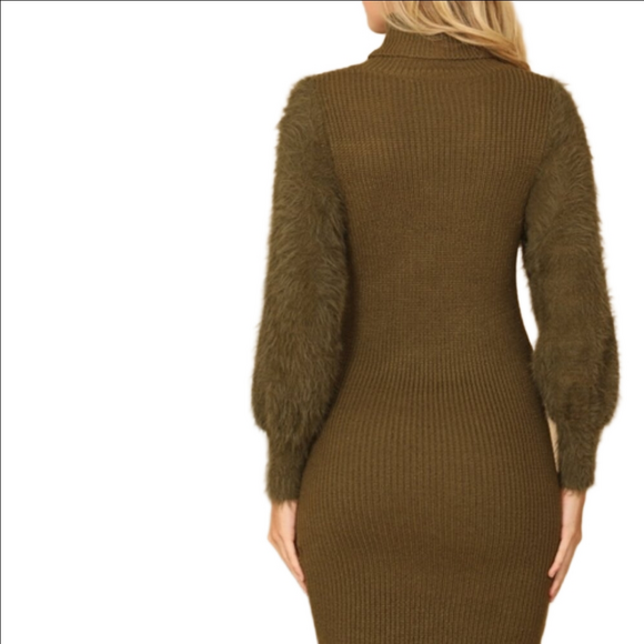 Stunning Thick Winter Bodycon Ribbed Sweater Dress - Picture 4 of 14